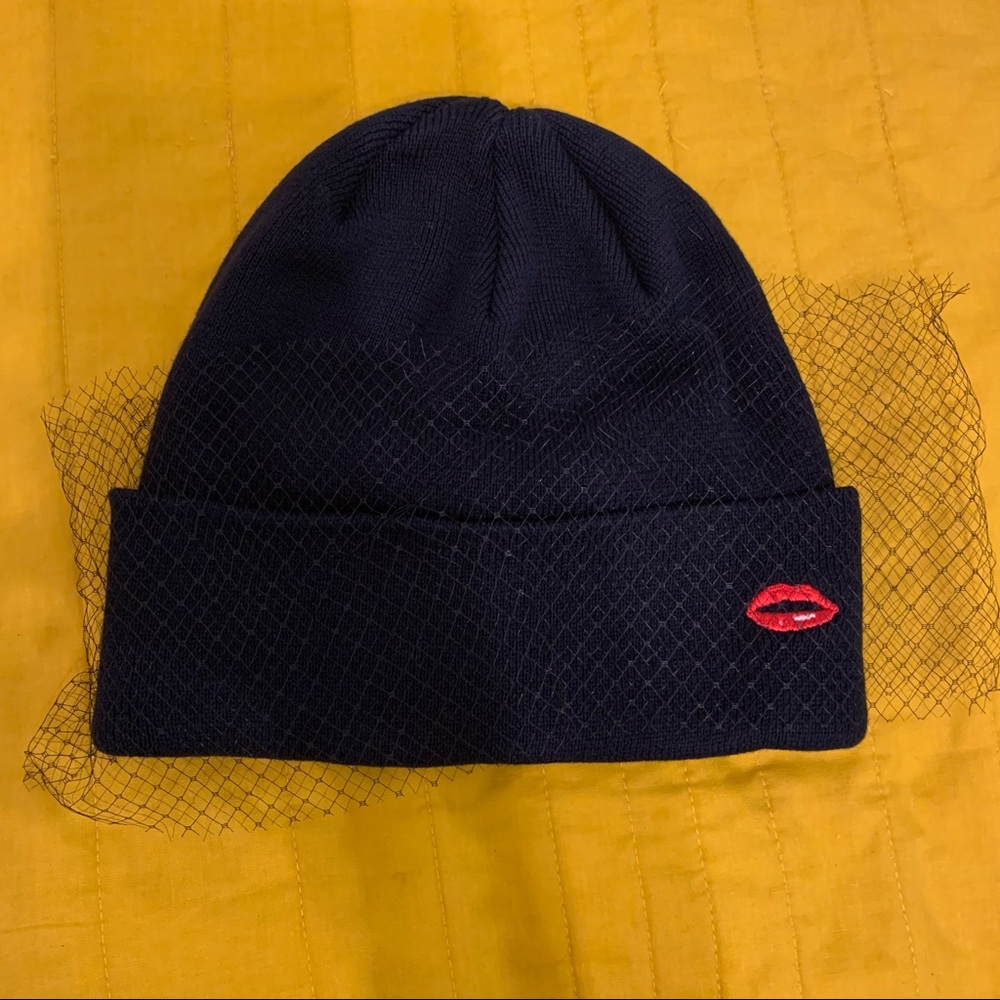 Dark Navy Beanie with Veil
